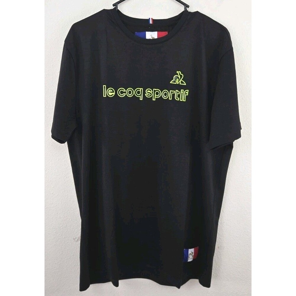 Le Coq Sportif Luxury Cotton T-shirt - Rubberized Logo - Mens Sz 3XL Black - FR